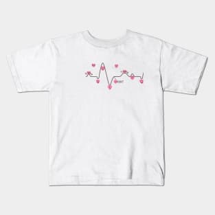 Hand Drawn Electrocardiogram With Pink Hearts Kids T-Shirt